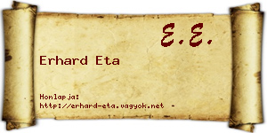 Erhard Eta névjegykártya
